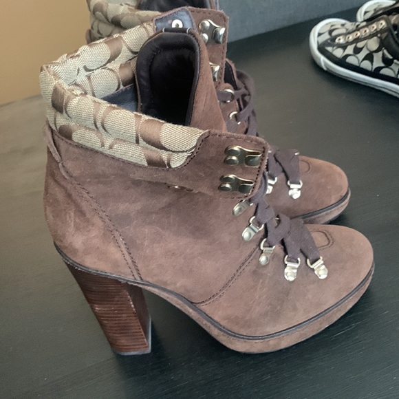 suede coach heeled boots - Picture 6 of 6